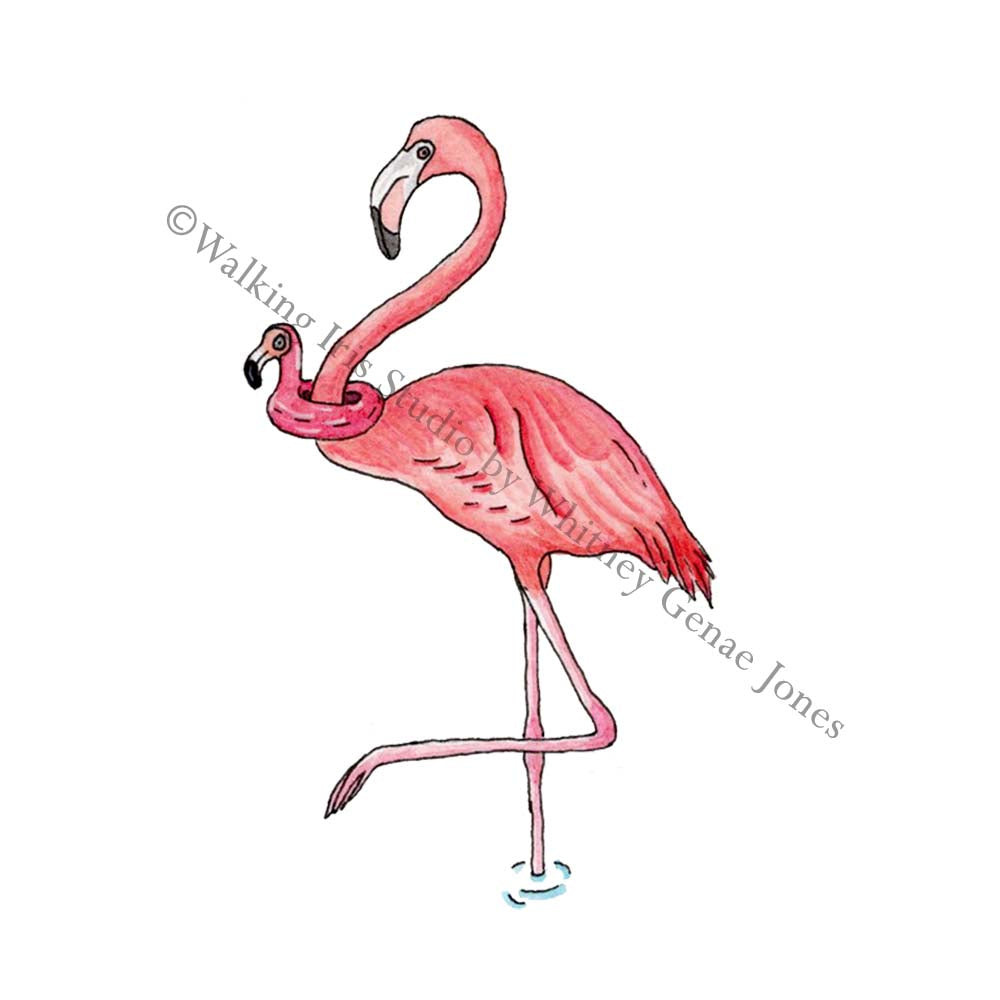 Silly Birds Print | Floaty Flamingo