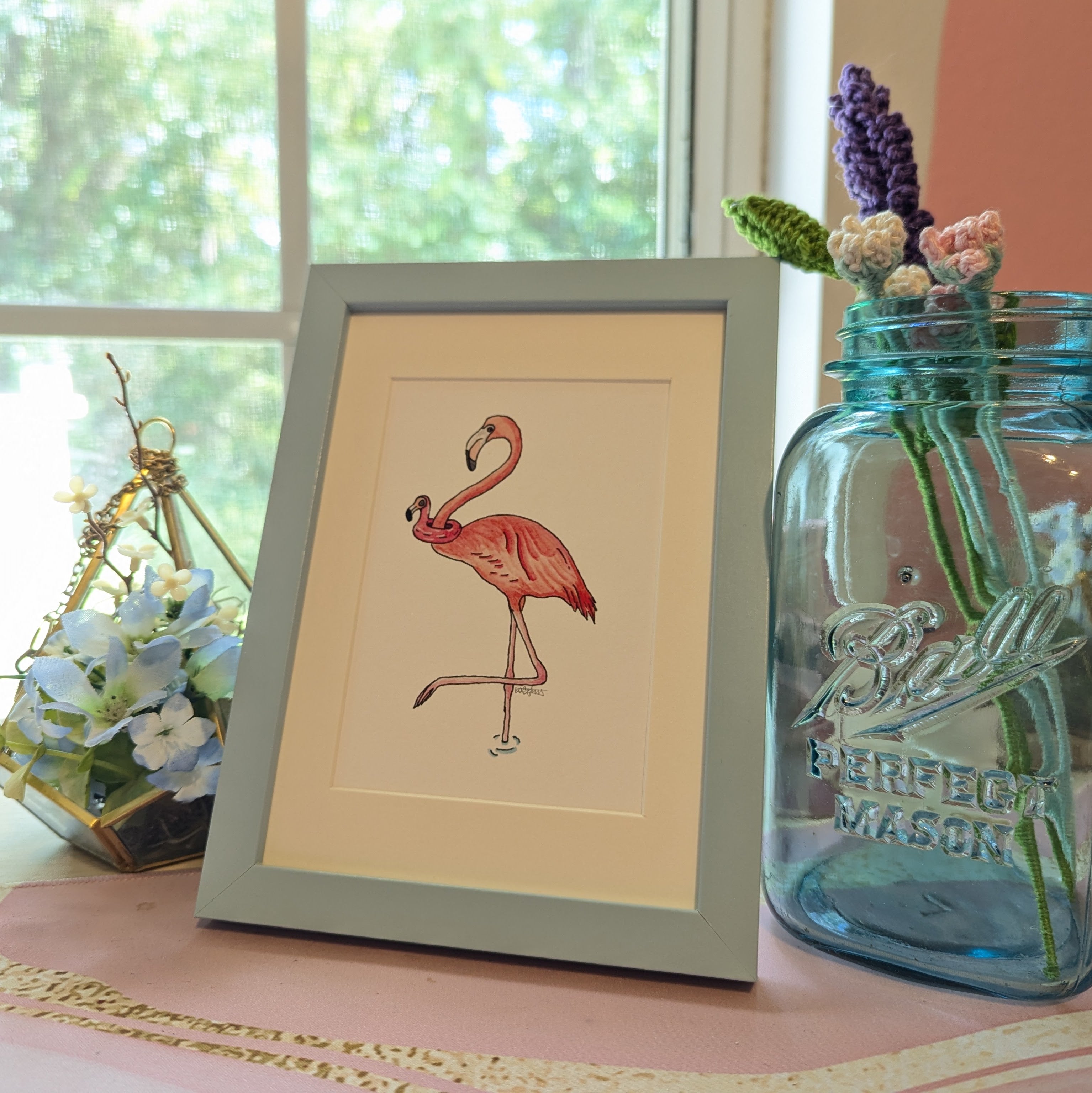 Silly Birds Print | Floaty Flamingo