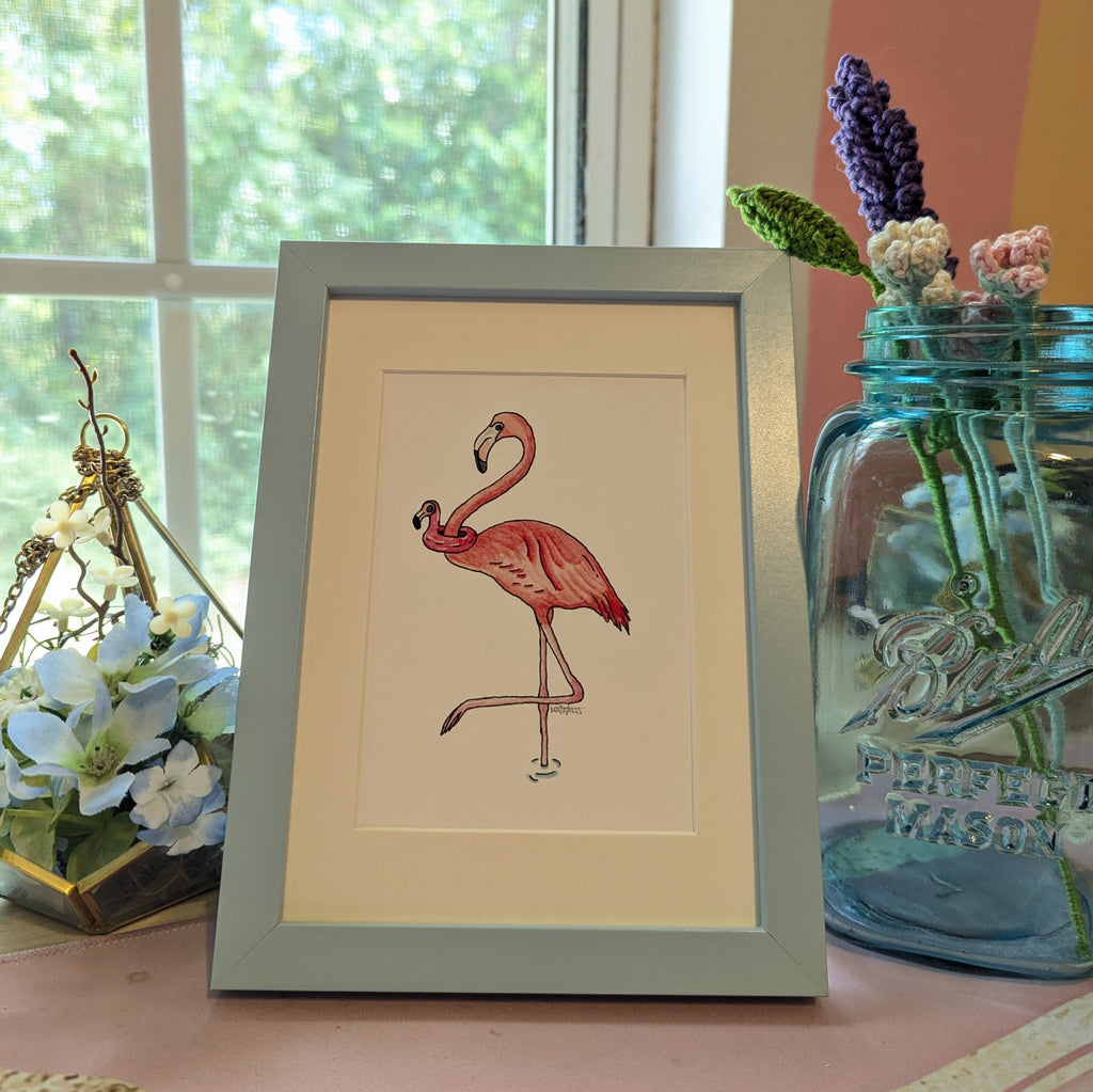 Silly Birds Print | Floaty Flamingo