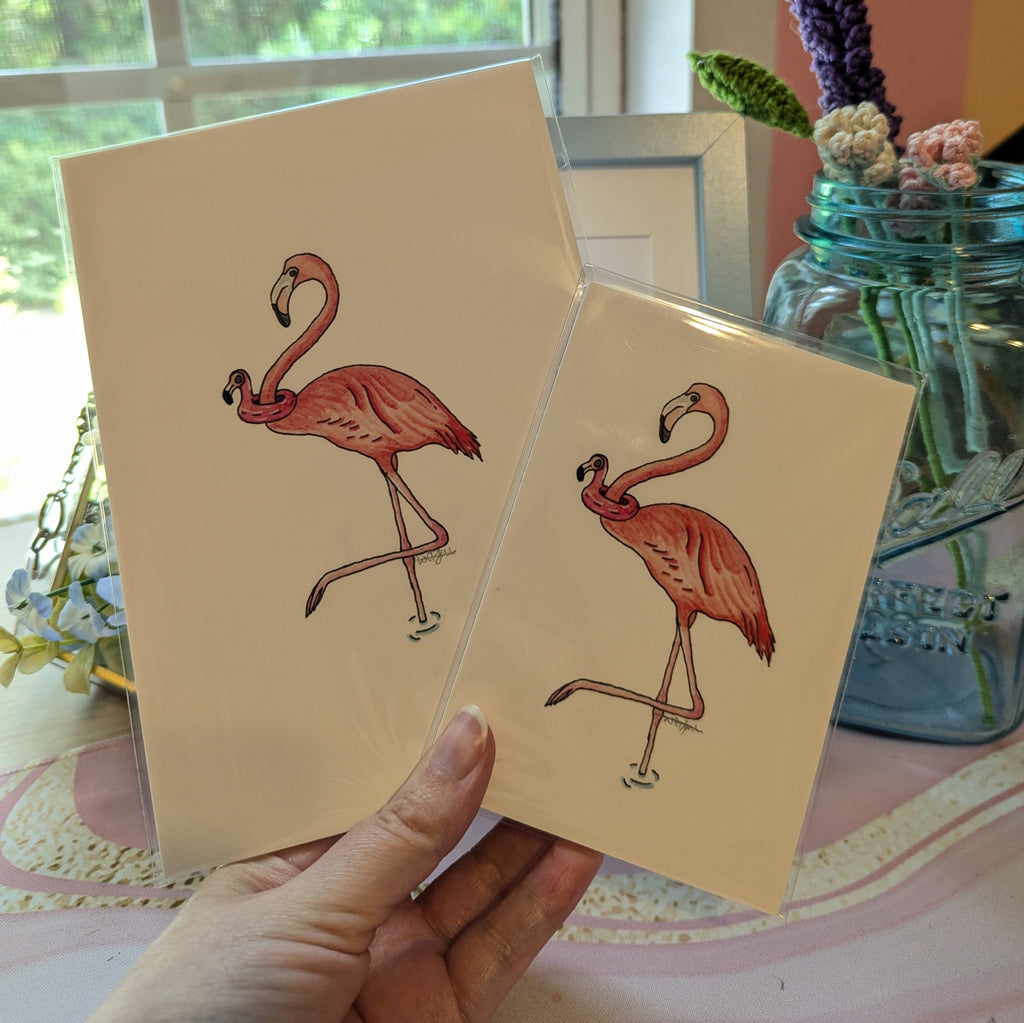 Silly Birds Print | Floaty Flamingo