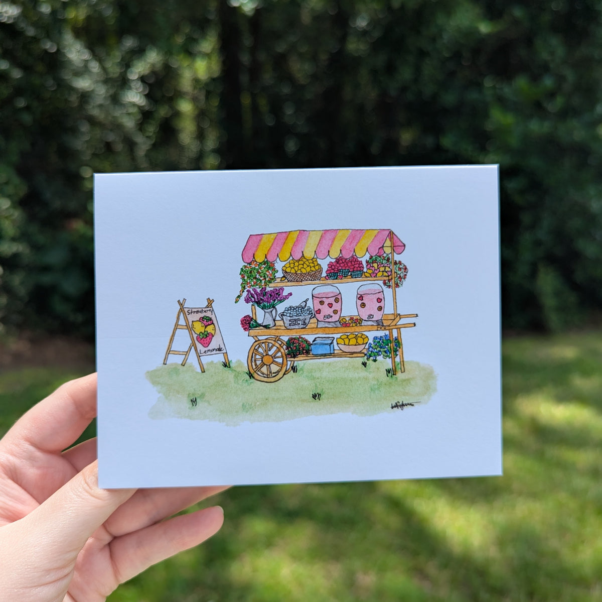 Strawberry Lemonade Cart Greeting Card