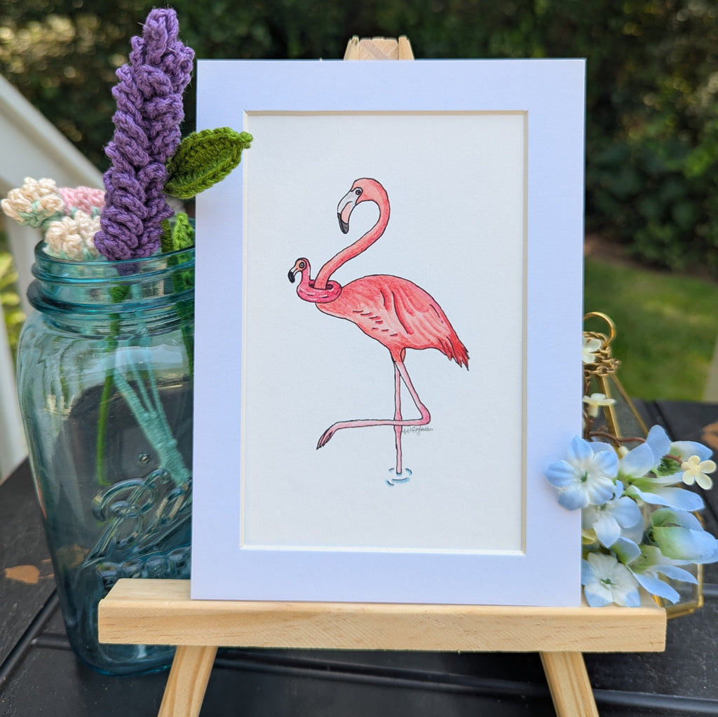 Silly Birds Print | Floaty Flamingo