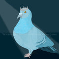 Birds in Hats | Powder Blue Pigeon with a Silver Crown